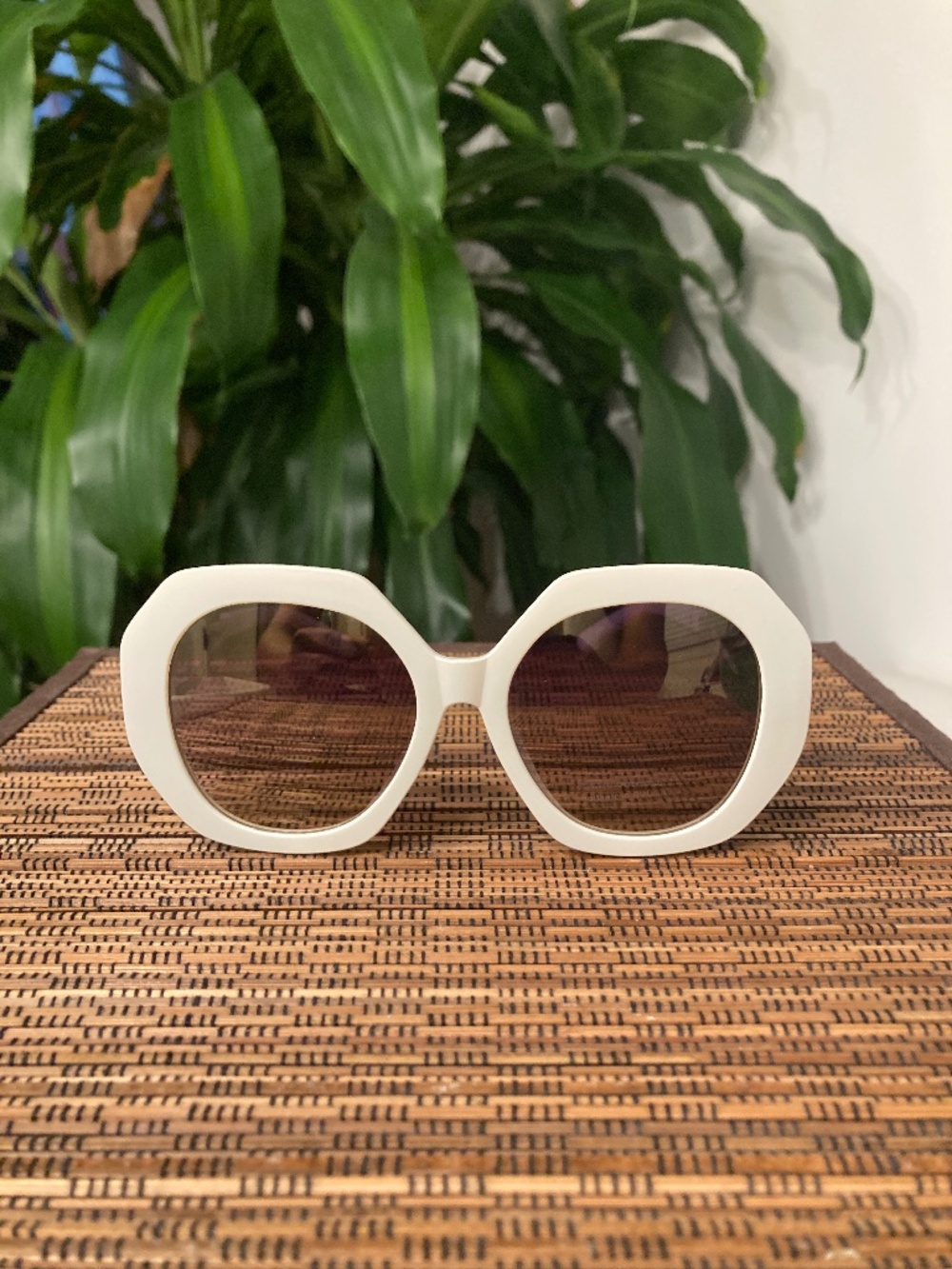 Large Unique Angular Fashion Sunglasses (5570)  Matte Cream